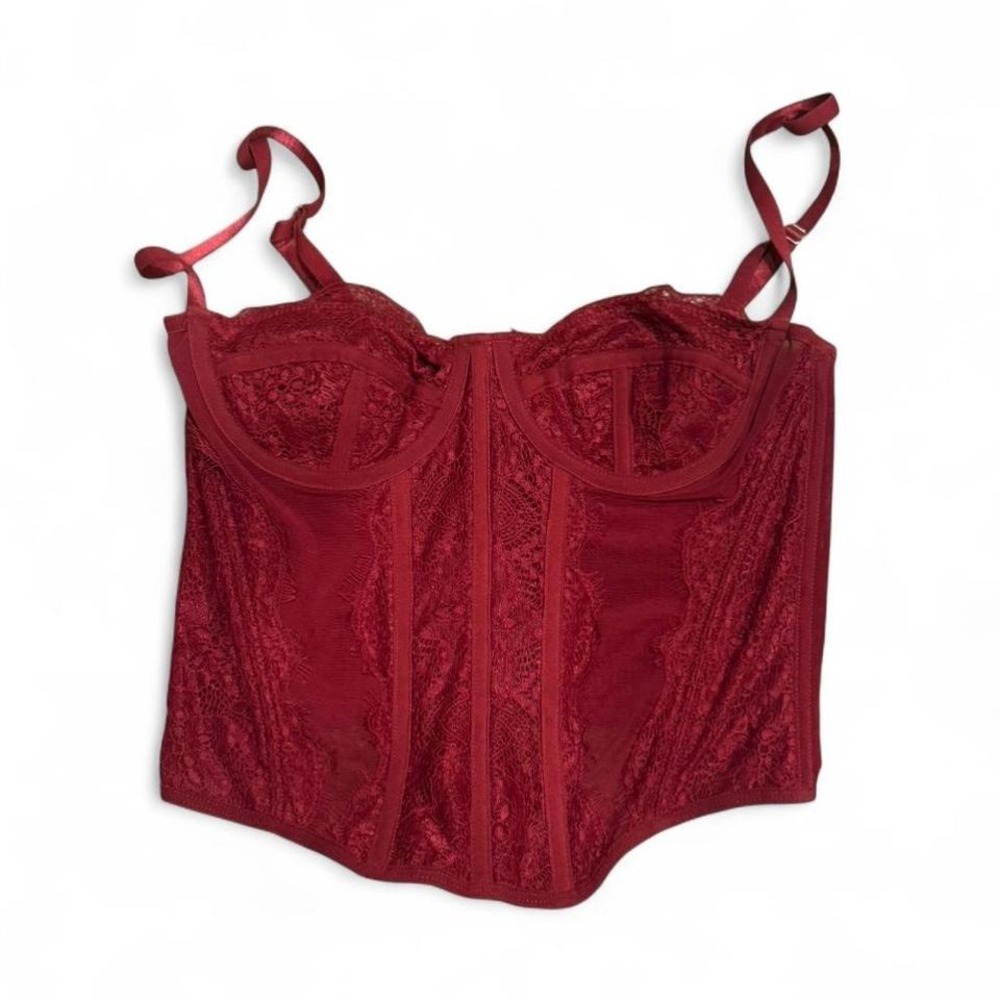 Burgundy lace corset top